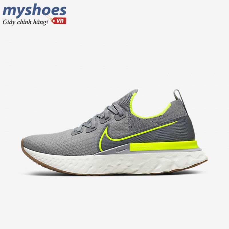 Giày Nike React Infinity Run Flyknit Nam - Xám Xanh Neon