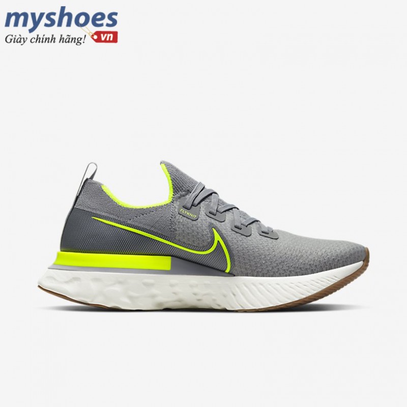 Giày Nike React Infinity Run Flyknit Nam - Xám Xanh Neon